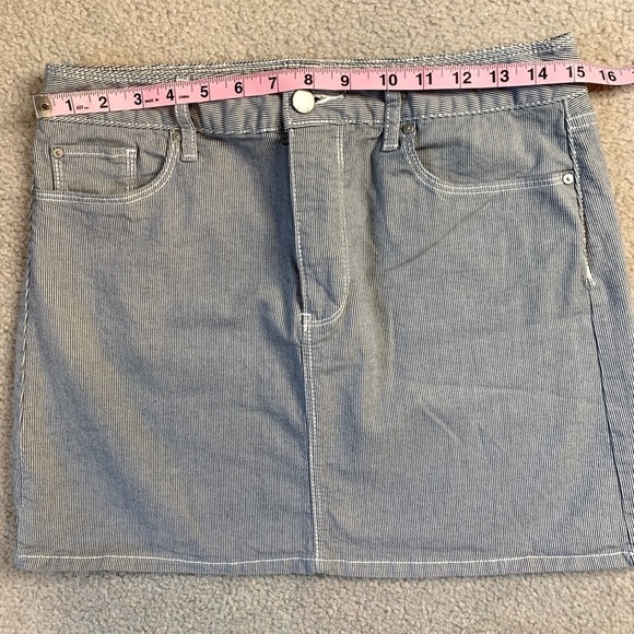Gap Mini Skirt Pinstripe Blue White Cotton Blend Women Size 6 - Picture 4 of 7
